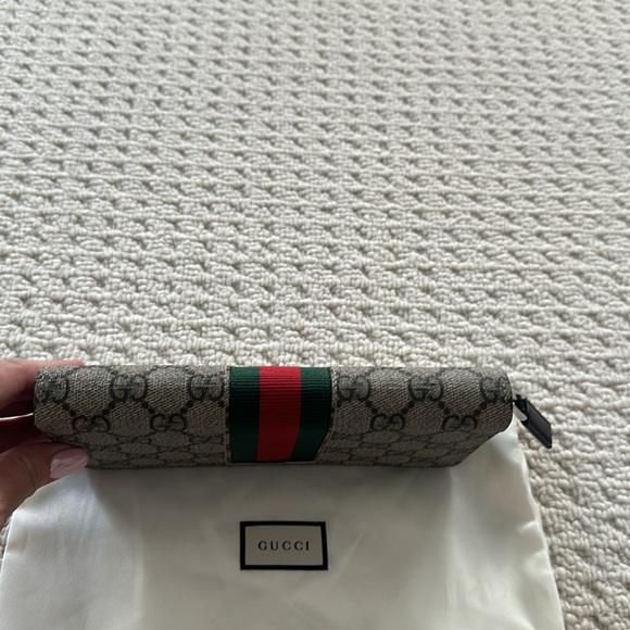 Gucci Bee Web Zip Around Wallet GG Coated Canvas - Picture 3 of 4